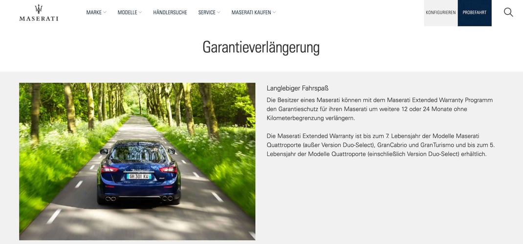 Maserati Garantieverlängerung - Extended Warranty