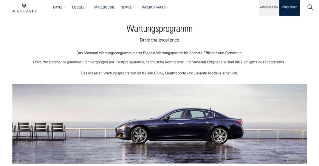 Maserati Maintenance  Wartungsprogramm