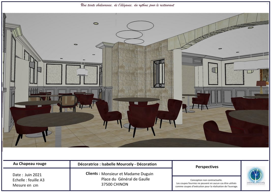 Isabelle Mourcely-Décoration, membre UFDI; restaurant Chinon, conseil en décoration Tours-Chinon, décorateur d'intérieur Centre Val de Loire; Chinon-Tours