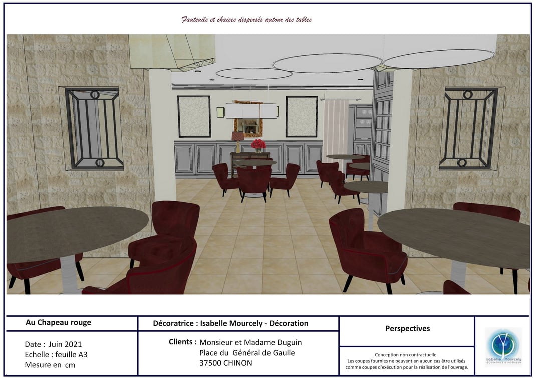 Isabelle Mourcely-Décoration, membre UFDI; restaurant Chinon, conseil en décoration Tours-Chinon, décorateur d'intérieur Centre Val de Loire; Chinon-Tours