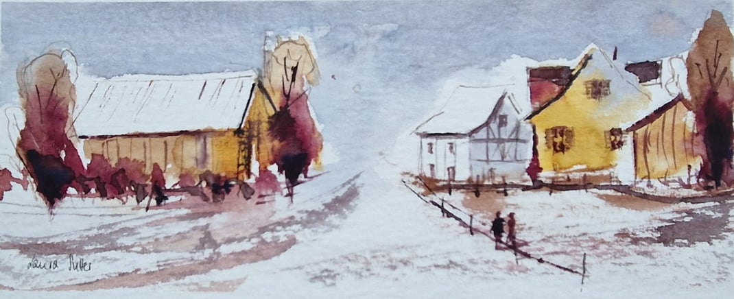 Winterdorf CHF 300.- (Format 20 x 40 cm)