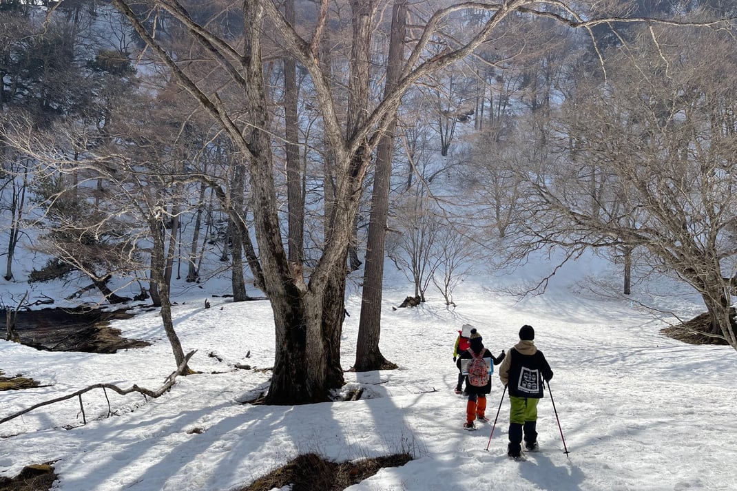 雪上を歩く（スノーシューハイク）
