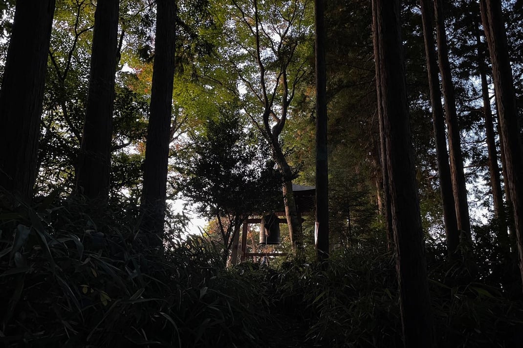 森の中の鐘撞堂（竹寺）