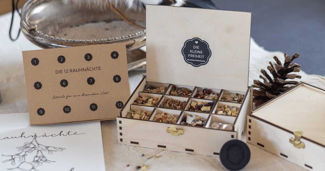 Die Räucherbox Rauhnächte mit Dekoration