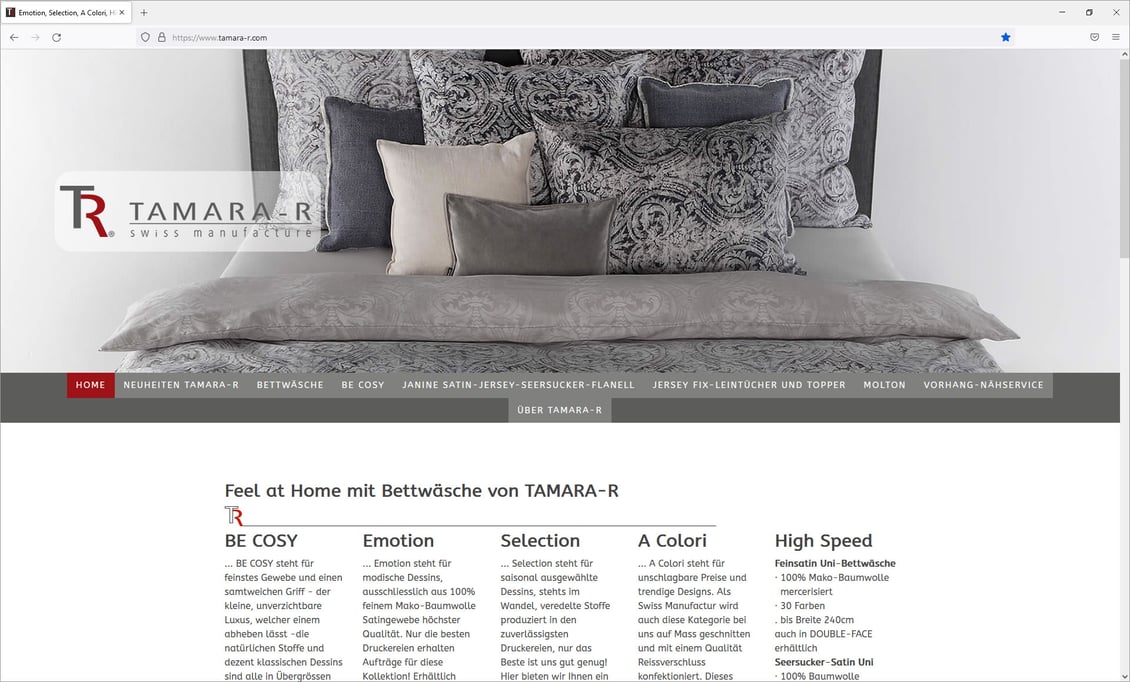 TAMARA-R AG, Schübelbach - Feel at Home mit Bettwäsche von TAMARA-R