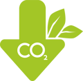grafische Darstellung in grün zur Senkung der CO2-Emmissionen