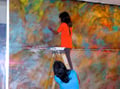 Academia de Arte Yepes students painting the Saturn Data Return "Cassini" Mural for NASA •Los Angeles, CA  USA