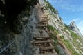 Jetzt kam der anstrengende Teil dieses Dopplersteiges. In den Fels gehauene Stufen und Holztreppen mit einem „Drahtseil-Handlauf“ erleichterten hier den Anstieg über das schmale und etwas luftige Felsband.