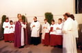 Foto: P. Karl, Einweihung St. Sebastian am 2.10.77 durch Bischof Dr. Stangl und Pfarrer Kuhn