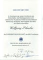 Mitgliedsurkunde für Wolfgang Scheuber
