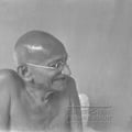 Mahatma Gandhi in light mood, c. 1945.