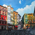 Plaza de Saintiago (Bilbao), acrylic on wood, 30"x24"x1.5", 2013