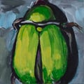 Green Bug, acrylic on wood, 4"4"x1", 2009