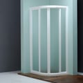 MAMPARA DE DUCHA MODELO "GÉNOVA-4". Semicircular con 2 hojas fijas y 2 hojas correderas.