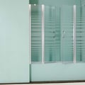 MAMPARA DE BAÑO MODELO "CAROL". Frontal baño con 2 hojas fijas y 2 pivotantes 180º.