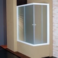 MAMPARA DE BAÑO MODELO "ZEUS-SB". Angular baño con dos hojas fijas y dos hojas correderas.