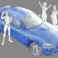 色を塗り始めます。色を塗る前に、RX-8の線画は更に修正を行っています。