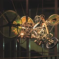 Track,  2004, metal constructions, motors, transparent resins, mixed media