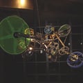 Track,  2004, metal constructions, motors, transparent resins, mixed media