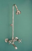 Roulette Cast Bath/Shower Set w/- Gooseneck Riser & Rose, WELS 3 star rating, 9L/min