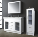 ARTO vanity with glass doors & thick rectangular double basin top - 1200mm