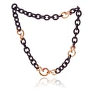 Keramik Collier mit Rotgold Elementen und pinken Saphiren aus der Gipsy Kollektion der Goldschmiede OBSESSION Zürich und Wetzikon