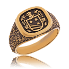 Klassischer Wappenring in Gelbgold mit Wappen vom Kunde, angefertigt von der Goldschmiede OBSESSION Zürich und Wetzikon