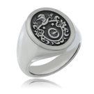 Einzigartiger Wappenring in Weissgold mit Wappen vom Kunde, angefertigt von der Goldschmiede OBSESSION Zürich und Wetzikon