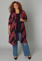 Curviss lange jurk zwart witte print bij Only Diva's