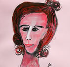 Gouache und Tusche auf rosa Briefumschlag