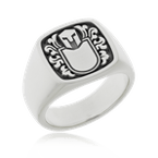 Ein einzigartiger Wappenring aus Silber, aus der Herrenschmuck-Kollektion der Goldschmiede Obsession.