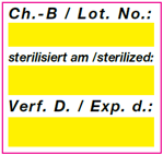 Vordrucketikett zur Dokumentation Sterilisation