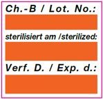 Vordrucketikett für Sterilisation (orange)