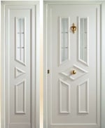 Puerta entrada aluminio vidrio barrotillo blanco