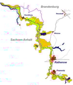Das Projektgebiet "Untere Havel" umfaßt rund 19.000 Hektar Flusslandschaft. Grafik: NABU (zum Vergrößern anklicken).