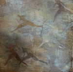 GRUPPE VON JÄGER, 90X90CM, BITUMEN/ACRYL AUF LEINWAND, PREIS AUF ANFRAGE