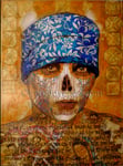 Double-Barrel Shotgun Sugar Skull I ©2010, Acrylic on Canvas, Dimensions 30" w x 40" h, Private Collection
