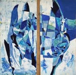 Titel: Beziehung zweier Universen, Tempera auf Papier