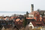 Blick vom Fürstenhäusle über Meersburg zum Bodensee