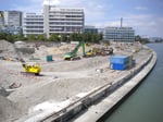 Hier war über 100 Jahre lang der Hafen St.Johann, der erste Rheinhafen Basels, Juli 2011 (an diesem Platz wäre eigentlich ein Krandenkmal angebracht gewesen!!)