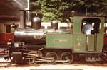 Die schöne Dampflokomotive «G.Thommen» Nr.5 nun wieder in Betrieb auf der Waldenburger-Bahn im Jahre1985