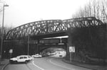 Die mächtigen Wiesenbrücken der DB (Deutsche Bahn) an der Freiburgerstrasse im Jahre 1978