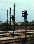 Die grosse Signalanlage am Bahnhof Weil am Rhein 1982