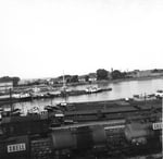 Blick auf die Hafeneinfahrt und auf den Dreiländereck im Jahre 1969