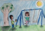 Playing in the Park by Amrutha, age 9, "An enjoyable part of growing up for me is playing with my brother at the park"