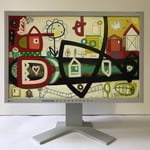 Blumengeburt | 2019 | Monitor, acrylic paint, oil paint, oil pastel | 29,7 × 47,3 cm