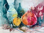 7 Stillleben mit Kürbis 46x61
