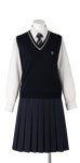 川島高校女子合い制服(ニットベスト着用)