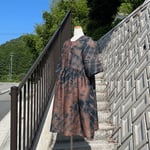 藍と柿渋重ね染めワンピース25047