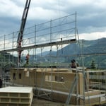 Montage der Holzelementen.